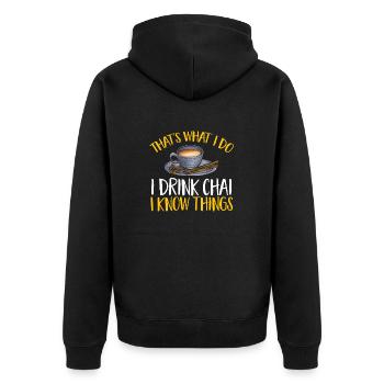 Chai Tea Masala Chai - Unisex Premium Organic Zip Hoodie - black - Back - Nico (187cm)