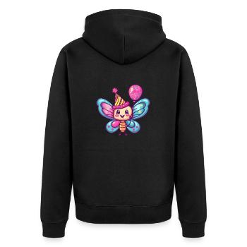 papillon anniversaire bande dessinée mignon - Veste à capuche bio Premium Unisexe - noir - Dos - Nico (187cm)