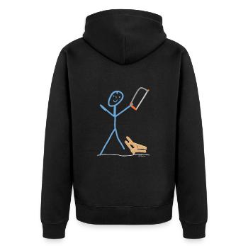 Sticky man wood saw carpenter carpenter - Unisex Premium Organic Zip Hoodie - black - Back - Nico (187cm)