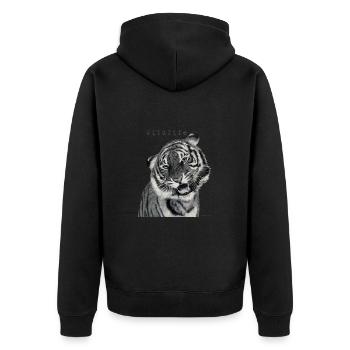 Tiger - Unisex Premium Organic Zip Hoodie - black - Back - Nico (187cm)