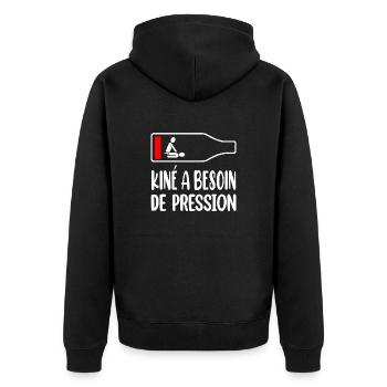 Kiné a besoin de pression t-shirt masseur humour - Veste à capuche bio Premium Unisexe - noir - Dos - Nico (187cm)