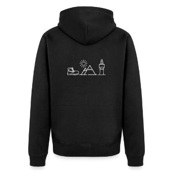 Fichtelgebirge Piktogramm Wandern Berge Schneeberg - Unisex Premium Bio Zip Hoodie - Schwarz - Hinten - Nico (187cm)