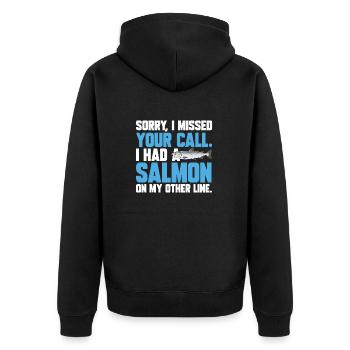 Pêche au saumon Pêcheur de saumon - Veste à capuche bio Premium Unisexe - noir - Dos - Nico (187cm)
