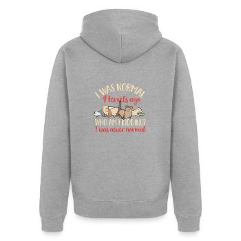 Frettchen Besitzer Frettchen - Unisex Premium Bio Zip Hoodie - Grau meliert - Hinten - Nico (187cm)