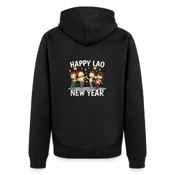 Laos Laote Laoten Lao Neujahr I Geschenk - Unisex Premium Bio Zip Hoodie - Schwarz - Hinten - Nico (187cm)