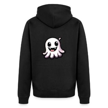 Geist Halloween Niedlich Comic - Unisex Premium Bio Zip Hoodie - Schwarz - Hinten - Nico (187cm)
