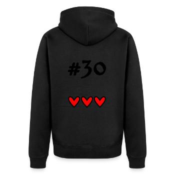 30 JAHRE. 30-JÄHRIGES JUBILÄUM. GEBURTSTAG 30 JAHRE. 30 - Unisex Premium Bio Zip Hoodie - Schwarz - Hinten - Nico (187cm)
