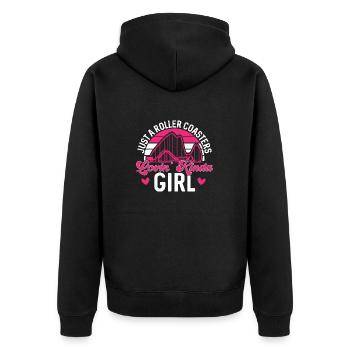 Achterbahn Rollercoaster Freizeitpark - Unisex Premium Bio Zip Hoodie - Schwarz - Hinten - Nico (187cm)