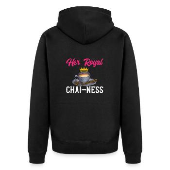 Chai Tee Masala Chai - Unisex Premium Bio Zip Hoodie - Schwarz - Hinten - Nico (187cm)