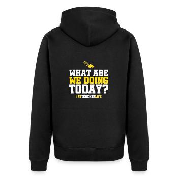 Sportlehrer Sport Lehrer Sportunterricht - Unisex Premium Bio Zip Hoodie - Schwarz - Hinten - Nico (187cm)