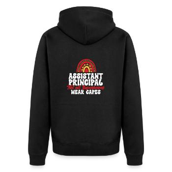 Stellvertretende Schulleiterin - Unisex Premium Bio Zip Hoodie - Schwarz - Hinten - Nico (187cm)