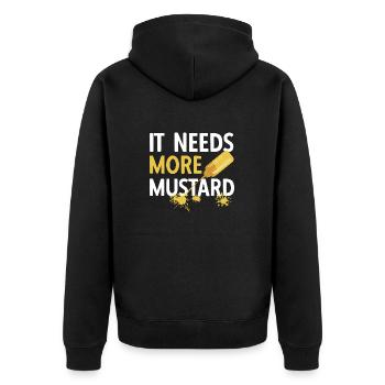 Senf Mustard - Unisex Premium Organic Zip Hoodie - black - Back - Nico (187cm)