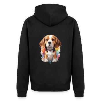 Beagle Hund Portrait Bunt - Unisex Premium Bio Zip Hoodie - Schwarz - Hinten - Nico (187cm)
