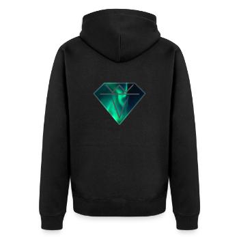 Kristall Polarlicht Diamant Grün Smaragd - Unisex Premium Bio Zip Hoodie - Schwarz - Hinten - Nico (187cm)