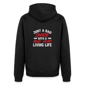 Glatze Kahlköpfigkeit Bart Glatzkopf - Unisex Premium Bio Zip Hoodie - Schwarz - Hinten - Nico (187cm)