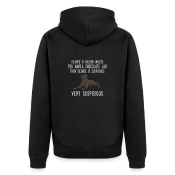 Chocolate Labrador Retriever Hund - Unisex Premium Bio Zip Hoodie - Schwarz - Hinten - Nico (187cm)
