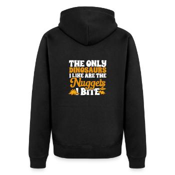 Dino Nuggets Dinosaurier Chicken Nuggets - Unisex Premium Bio Zip Hoodie - Schwarz - Hinten - Nico (187cm)