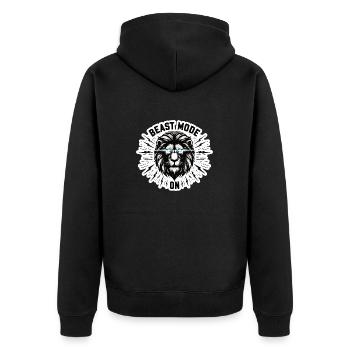 Fitness Beast Löwen Design - Unisex Premium Bio Zip Hoodie - Schwarz - Hinten - Nico (187cm)