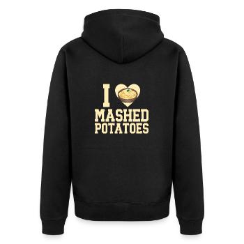 Kartoffelbrei Kartoffelpüree - Unisex Premium Bio Zip Hoodie - Schwarz - Hinten - Nico (187cm)