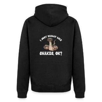 Ball Python Snake King Python - Unisex Premium Organic Zip Hoodie - black - Back - Nico (187cm)