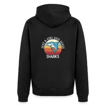 Nur ein Mädchen, das Haie liebt, liebt Hai-Zeug - Unisex Premium Bio Zip Hoodie - Schwarz - Hinten - Nico (187cm)