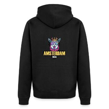 Amsterdam 2024 Vacances de fête de l’alpaga - Veste à capuche bio Premium Unisexe - noir - Dos - Nico (187cm)