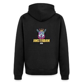 Amsterdam 2025 Vacances de fête de l’alpaga - Veste à capuche bio Premium Unisexe - noir - Dos - Nico (187cm)