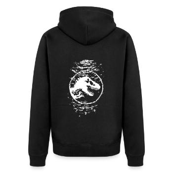 Logo Jurassic World en blanc avec T-Rex sous l’eau - Veste à capuche bio Premium Unisexe - noir - Dos - Nico (187cm)