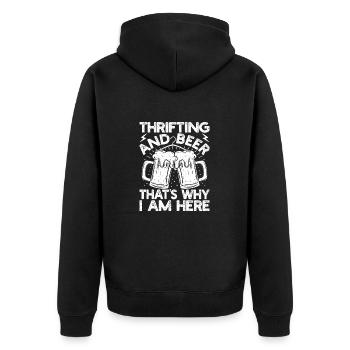 Friperie et bière C’est pourquoi ici Cadeau - Veste à capuche bio Premium Unisexe - noir - Dos - Nico (187cm)