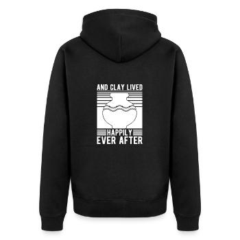 Funny Art Painter And Clay Lived Happily Ever - Unisex Premium Bio Zip Hoodie - Schwarz - Hinten - Nico (187cm)