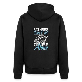 fathers don't let childrens cruise alone - Unisex Premium Bio Zip Hoodie - Schwarz - Hinten - Nico (187cm)