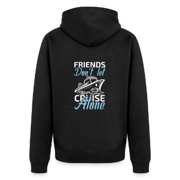 friends don't let cruise alone - Unisex Premium Organic Zip Hoodie - black - Back - Nico (187cm)