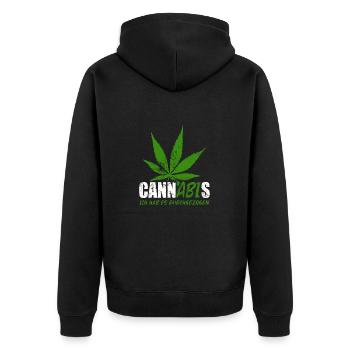 CannABIs Abi durchgezogen - Abitur - Spruch - Unisex Premium Bio Zip Hoodie - Schwarz - Hinten - Nico (187cm)