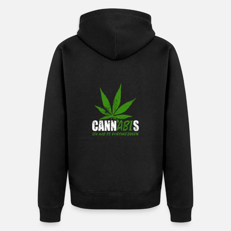 CannABIs Abi durchgezogen - Abitur - Spruch - Unisex Premium Bio Zip Hoodie - Schwarz