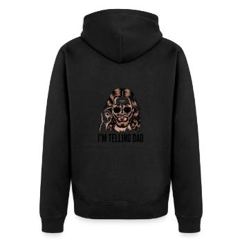 Ich erzähle es Dad! Lustiger Jesus Christus Spruch - Unisex Premium Bio Zip Hoodie - Schwarz - Hinten - Nico (187cm)