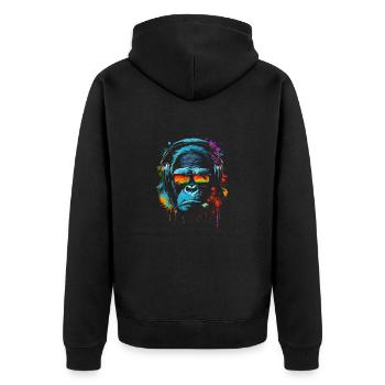 Monkey DJ Écouteurs Lunettes Soleil - Veste à capuche bio Premium Unisexe - noir - Dos - Nico (187cm)