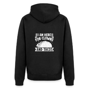 Circus Graphic Clowns & Tacos Gifts - Unisex Premium Bio Zip Hoodie - Schwarz - Hinten - Nico (187cm)