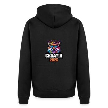 Croatia 2025 Urlaub Fuchs - Unisex Premium Bio Zip Hoodie - Schwarz - Hinten - Nico (187cm)