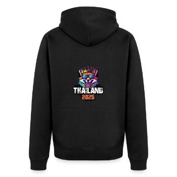 Thailand 2025 Urlaub Fuchs - Unisex Premium Bio Zip Hoodie - Schwarz - Hinten - Nico (187cm)