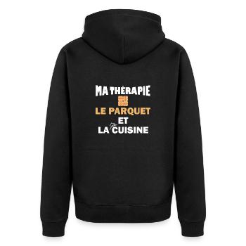 Ma thérapie le parquet et la cuisine t-shirt - Veste à capuche bio Premium Unisexe - noir - Dos - Nico (187cm)