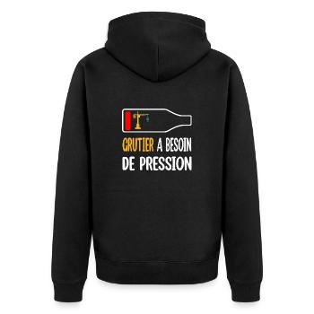 Grutier a besoin de pression t-shirt homme métier - Veste à capuche bio Premium Unisexe - noir - Dos - Nico (187cm)