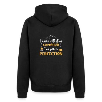Passé à côté d'un campeur t-shirt camping car - Veste à capuche bio Premium Unisexe - noir - Dos - Nico (187cm)