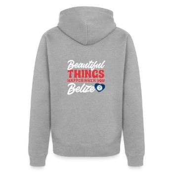 Belize Flag Belizean - Unisex Premium Organic Zip Hoodie - heather grey - Back - Nico (187cm)
