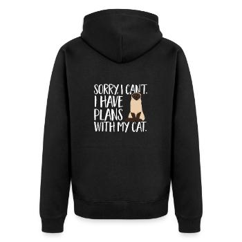 Siamkatze - Unisex Premium Bio Zip Hoodie - Schwarz - Hinten - Nico (187cm)