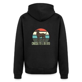 Chocolate Labrador Retriever Hund - Unisex Premium Bio Zip Hoodie - Schwarz - Hinten - Nico (187cm)