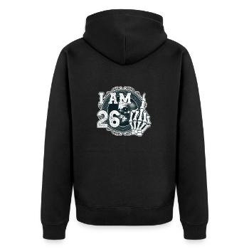 I'm 26 plus 1 middle finger Skull funny 27th - Unisex Premium Organic Zip Hoodie - black - Back - Nico (187cm)