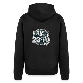 I'm 28 plus 1 middle finger Skull funny 29th - Unisex Premium Organic Zip Hoodie - black - Back - Nico (187cm)