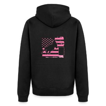 Rodeo Barrel Racing Pferd - Unisex Premium Bio Zip Hoodie - Schwarz - Hinten - Nico (187cm)