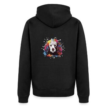 Pudel Hund Kopf Porträt Pop Art - Unisex Premium Bio Zip Hoodie - Schwarz - Hinten - Nico (187cm)