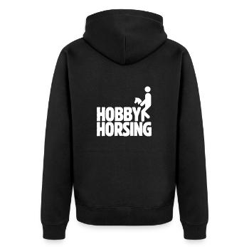 Hobby Horsing - Hobby Cheval - Equitation - Cadeau - Veste à capuche bio Premium Unisexe - noir - Dos - Nico (187cm)